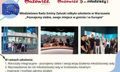 Szkolenie Młodzieżowej Rady Gminy Załuski pn. „Poznajemy siebie, swoje miejsce w gminie i w Europie” 