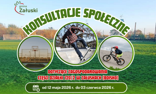 Konsultacje społeczne dotyczące zagospodarowania boiska w Załuskach tj. części działki ewidencyjnej nr 120/2 w Załuskach