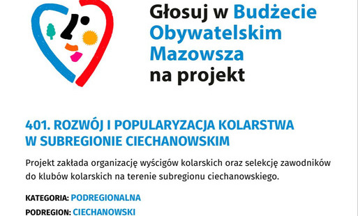 Zachęcamy do głosowania na projekt nr 401 w Budżecie Obywatelskim Mazowsza!